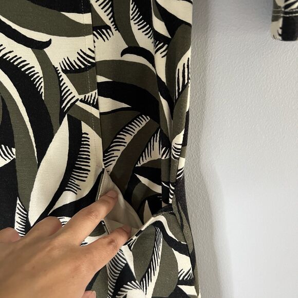 J. McLaughlin Catalyst Ponte Knit Dress 3/4 Sleeve Pop Feather Print Size Small‎ - Picture 5 of 6